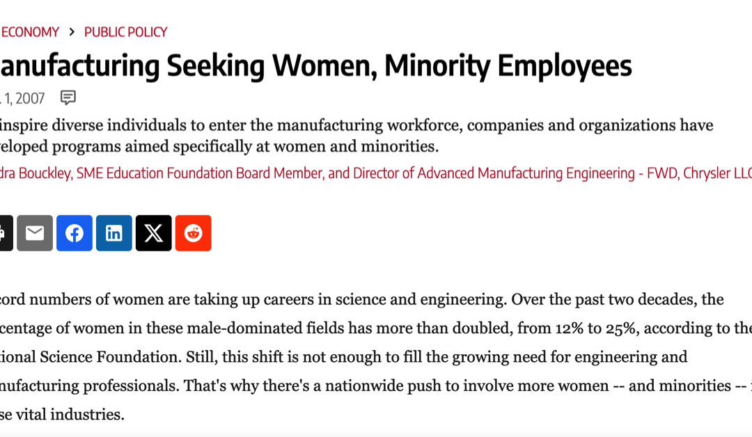 Manufacturing Seeking Women, Minority Employees